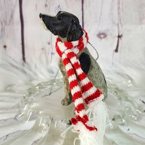 Realistic Winter English Pointer Dog Pup Puppy Resin Christmas Holiday Ornament - Picture 6 of 14